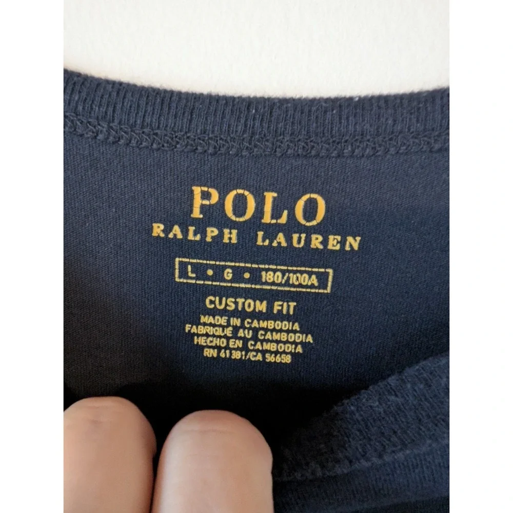 Polo Ralph Lauren Raglan Long Sleeve T-shirt Men Large Blue Pony Logo USA 90s